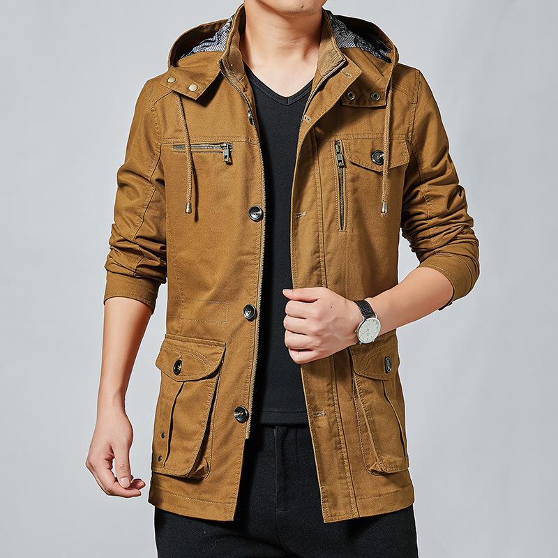 

Мужская ветровка из стираного хлопка с несколькими карманами - Коллекция Осень/Зима 2022 XXL хаки