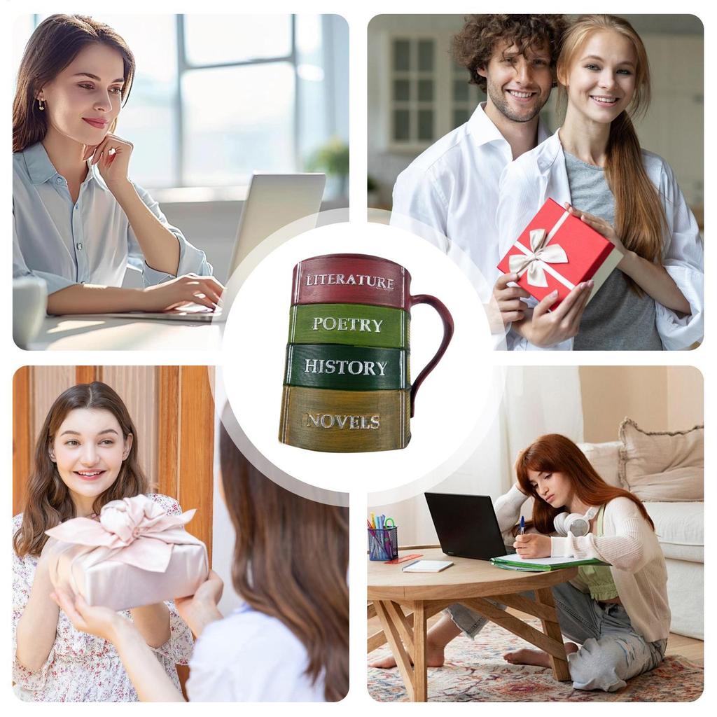 Funny Colored Book Mug 3D Resin Tea Cup Handmade Coffee Mugs from the Book Series for Whiskey Juice Beer Cocktails