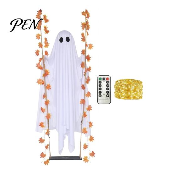 Halloween Party Theme Supplies Hanging Swinging Ghost Decoration for Outdoor Garden Yard, Weighted Fabric Flying on A Large Decorations Trees