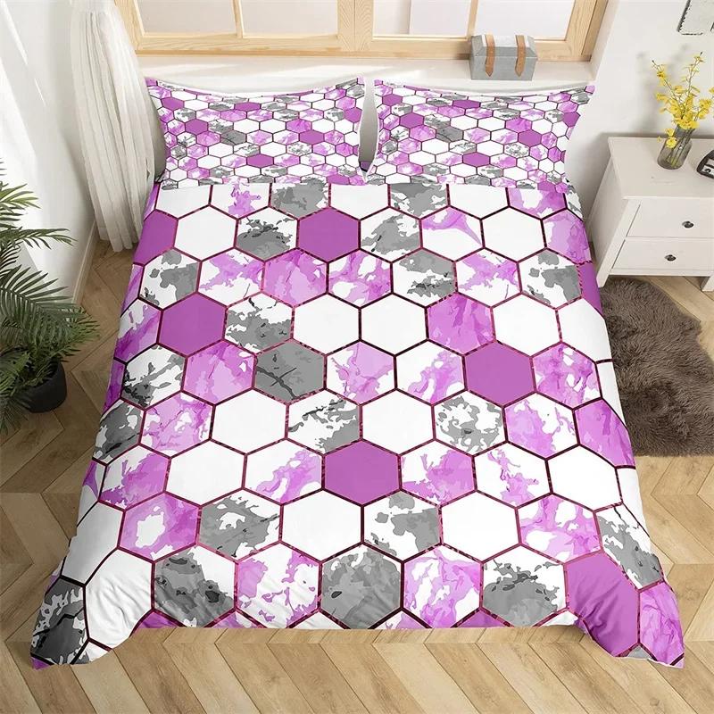 Geometric Bedding Set Marble Print King Duvet Cover Microfiber Modern Design Comforter Cover Single Queen For Kids Teen Adults
