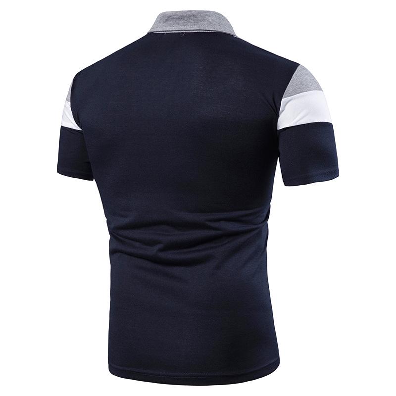 2025 Men's Color Block Turn-Down Collar Polo Shirt - Short Sleeve Fashion Edition