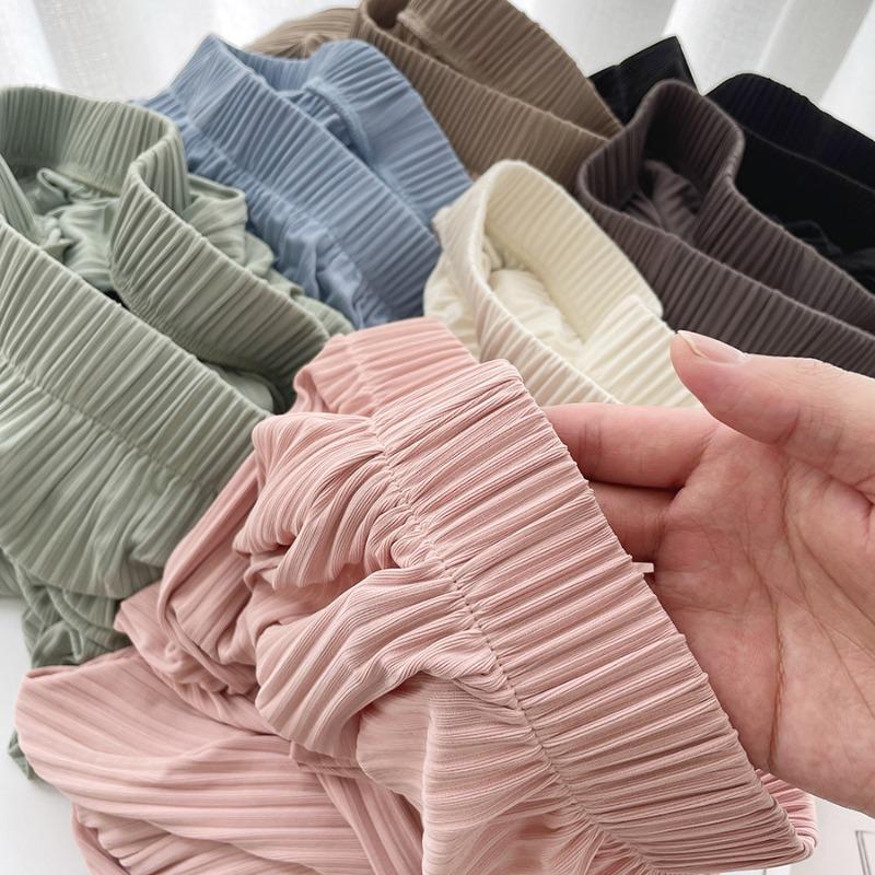 Women's Summer Ice Silk Thin Cold New Drape Casual Versatile Loose Pleated Knitted Mopping