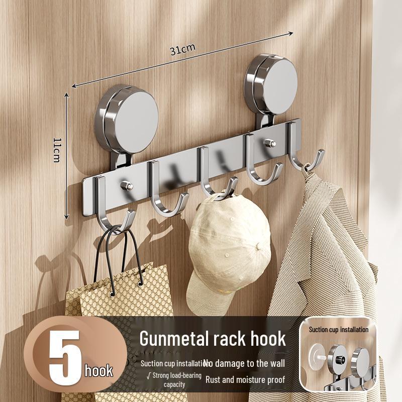 Suction Cup Over-the-Door Hook Rack - Strong Load-Bearing, No-Drill, Wall-Mounted Coat and Hat Hooks for Bathroom.