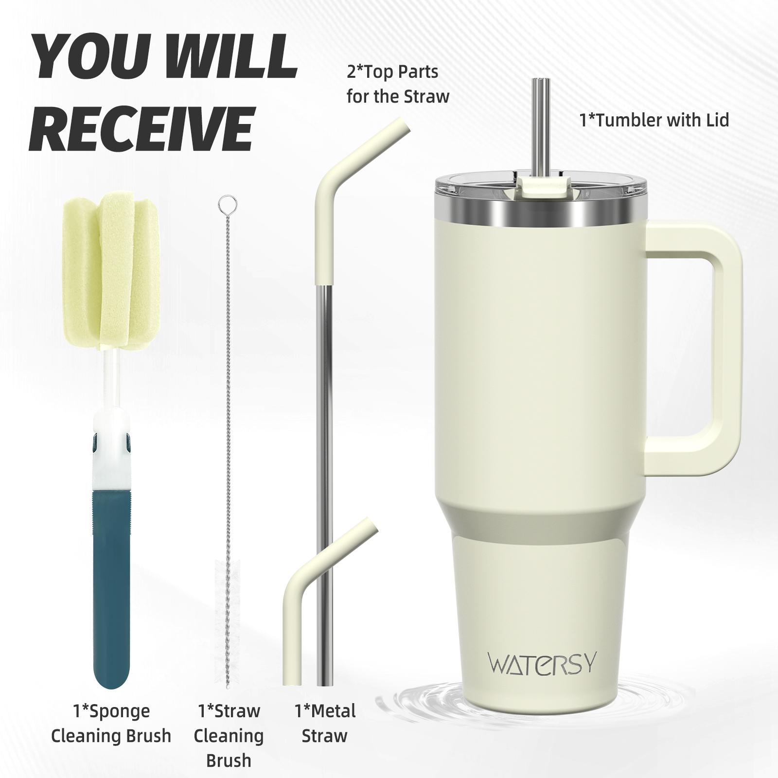 WATERSY 20oz/591ml Tumbler with Handle, Leak-proof Insulated Cup, Stainless Steel Vacuum Thermal for Coffee, for Car, Travel 591ML бежевый