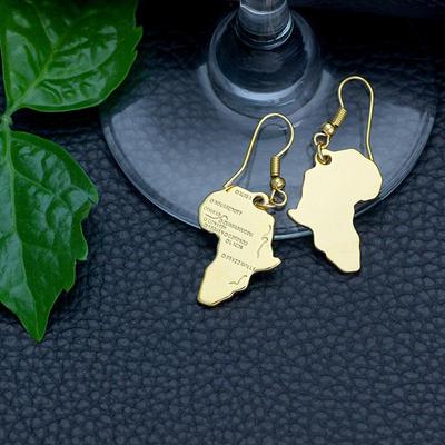 Gold-Plated Vintage Africa Map Earrings - Ethnic Style Fashion Accessories