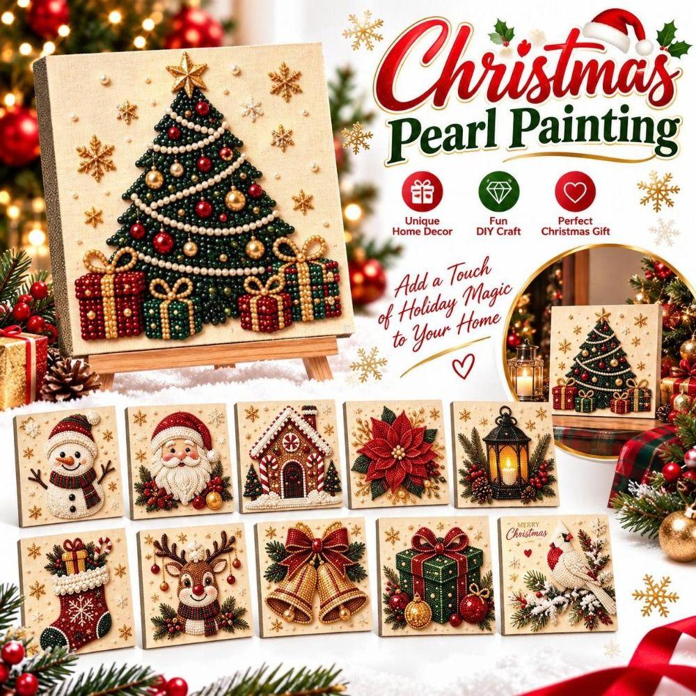 Canvas Christmas Diamond Collage DIY Craft Kit Christmas Wall Art Pearl Painting Kit
