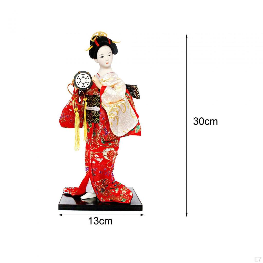 Ethnische japanische Geisha-Puppen, Kimono, 30,5 cm, Dekor, Ornament, Mädchen-Statue, Skulptur für Tisch