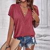 Dámský letní top jednobarevný s výstřihem do V a netopýřími rukávy