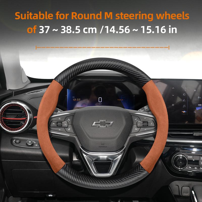 Suitable for Chevrolet Suede Matte Carbon Fiber Texture Steering Wheel Cover Suitable for Celze Spark Captiva Orlando Lacetti Equinox Malibu