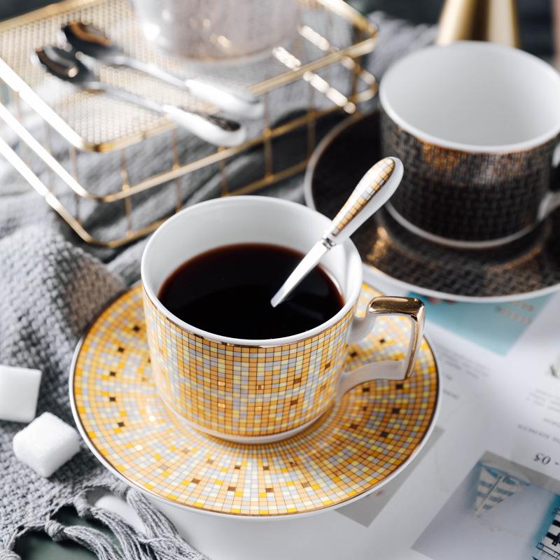 European Luxury Bone China Coffee Cup & Saucer Set - Elegant Afternoon Tea Ceramic Cup