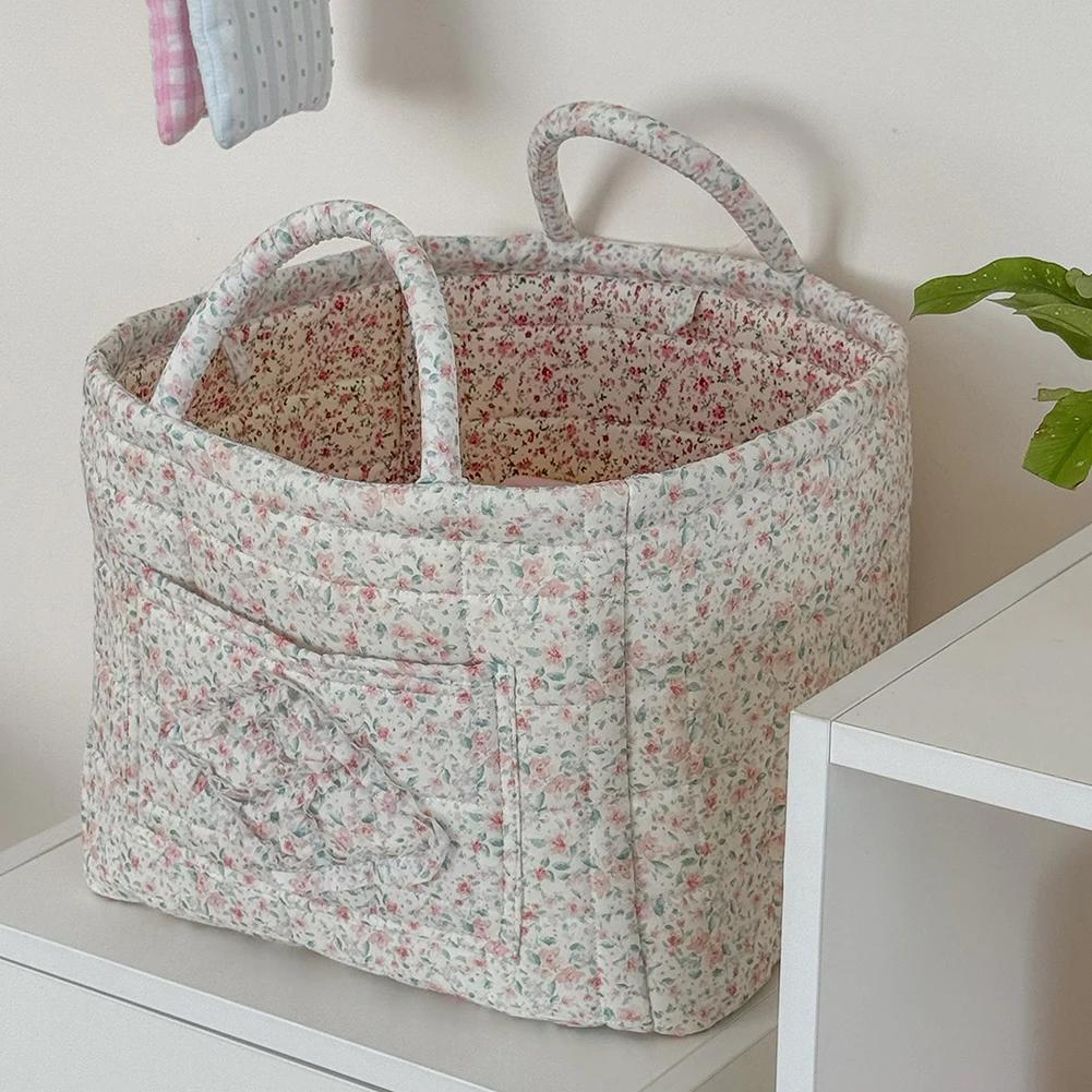 Fabric Cloth Storage Basket with Handle Laundry Storage Bin Washable Clothes Hamper for Shelves Closet Laundry Home Office Decor