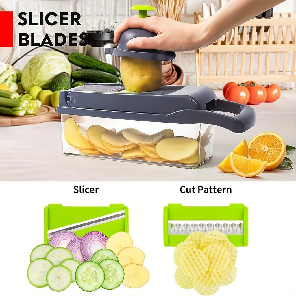 1 Set 16in1 Vegetable Chopper Multifunctional Fruit Slicer Manual Food Grater Vegetable Slicer Cutter With Container Kitchen Gad