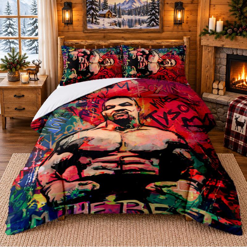 Mike Tyson Pattern Bedding 3Pcs Set Bed Sheet And Pillowcases For Indoor Bedroom