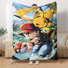 Pikachu Trainer Adventure Flannel Blanket Super Soft Warm Cozy Blanket For Sofa Bed Office Travel Allseason Home Decor Gift