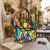 Colorful Geometric Print Tote Bag Large Capacity Casual Portable Shoulder Handbag for Daily Use