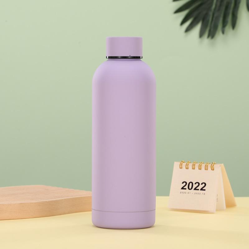 304 Stainless Steel Small Mouth Bottle 500Ml Color Rubber Paint Thermos Cup Portable Outdoor Travel Cup