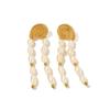 18k Gold-Plated Bohemian Pearl Tassel Earrings - Colorfast Stainless Steel, Retro French Design for Women