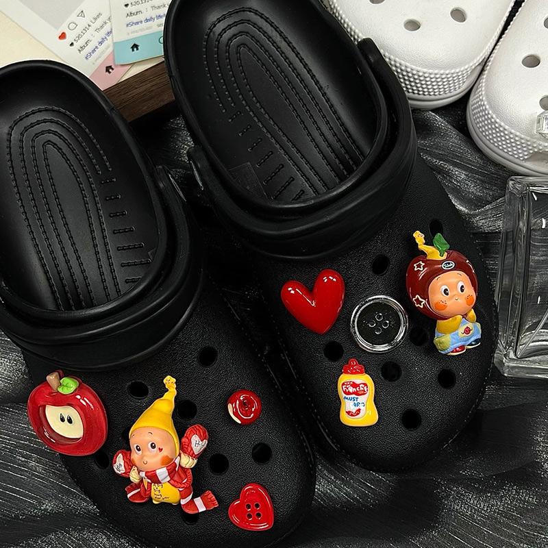 8PCS Fashion Shoe Charms Set Accessories Hole Shoe Buckle Cute Cartoon Animal Fruit DIY 3D Shoes Decorations Kids Party Gift