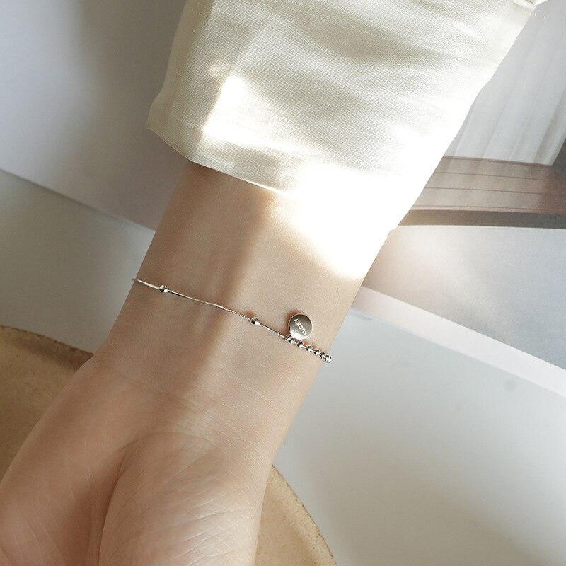 Bracciale e bracciale con perline in vero argento sterling 925 regolabile bracciale portafortuna per donne accessori di gioielleria raffinata per feste di matrimonio
