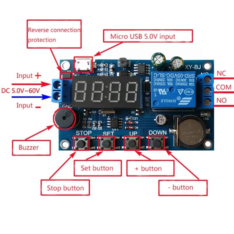 DC 5V LED Digital Real-time Relay Module Clock Control Switch Delay Timer Controller Board With Buzzer Alarm 12V 24V 48V 60V
