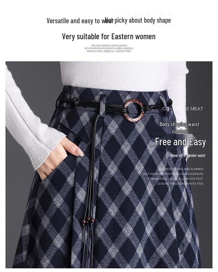 Spring 2026 Grid Pleated High-Waist A-line Midi Skirt - New Arrival, Perfect for Draped Commute Fashion
