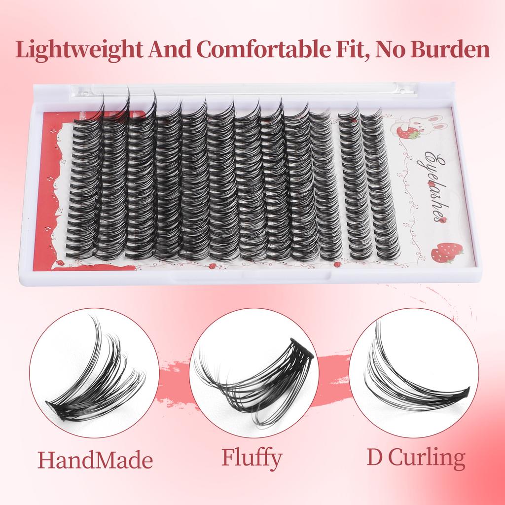 240 Clusters D Curved Hair False Eyelash Set 10-16Mmdiy Segmented Thick Natural Eyelashes