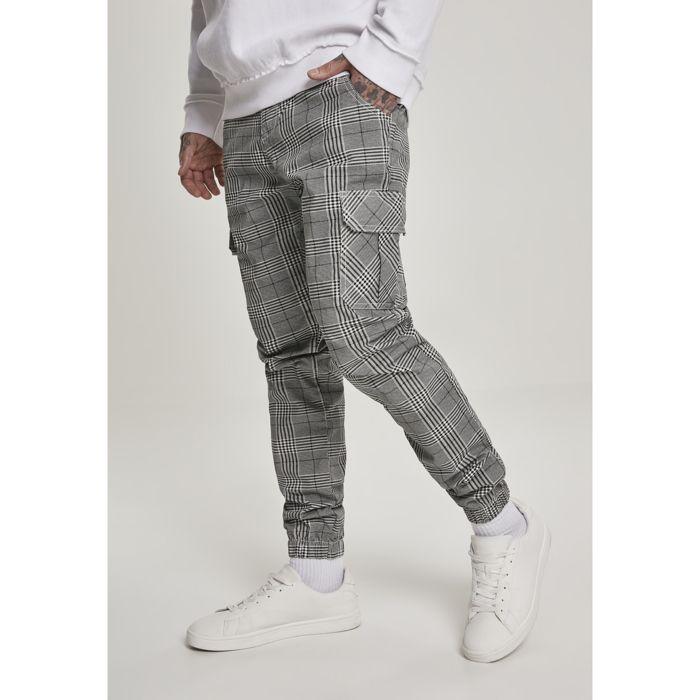 Pantalon Cargo - Urban Classic - Glencheck - Blanc/Noir - Homme - Confort Et Élégance