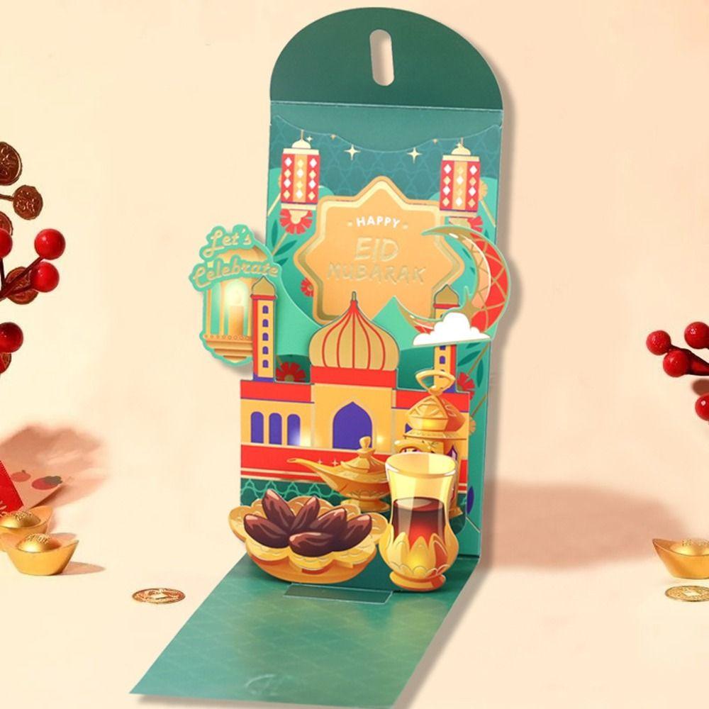Paper 3D Redness Envelopes Moon Castle Traditional New Year Red Envelopes Distinctive Celebration Eid Mubarak Money Packet