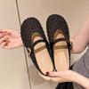 Fashion Women's Fashion Baotou Slippers Spring New Round Head Rhinestone Mesh Cloth Soft Sole Anti-slip Wear-resistant Slippers