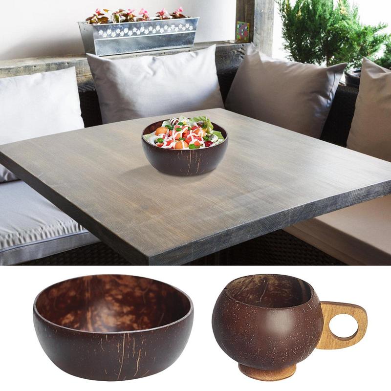 

Coco Nut Shell Bowls Handmade Natural Multipurpose Bowls Portable Rustic Salad Bowls Brown Water Cups For Ice Cream Water зелений