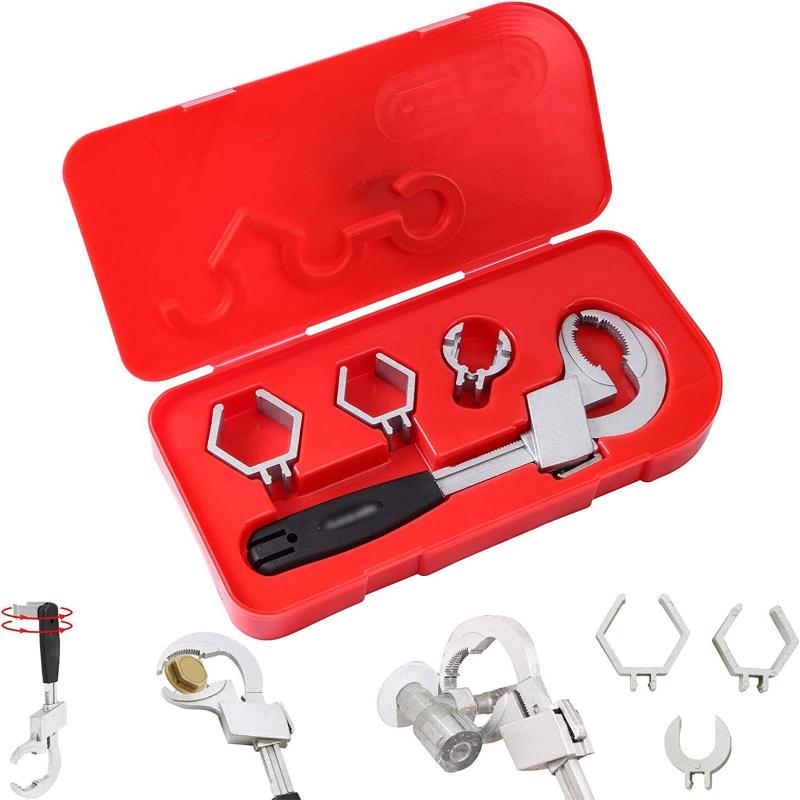 

Разводной ключ для ванной комнаты, патроны 3 размеров, многофункциональные двусторонние ручные инструменты для водопроводных труб с коробкой