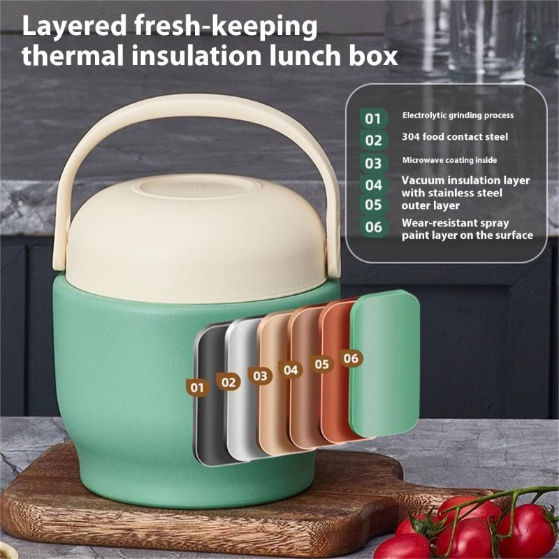 Double Layer Thermal Stainless Steel Meal Preparation Container Insulated Lunch Box with Separate Compartments