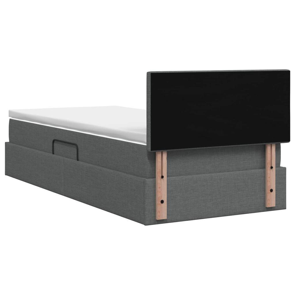 LED Storage Bed with Mattress Dark Grey 90 x 200 cm Fabric