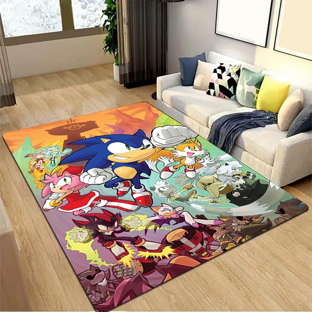 Sonic The Hedgehog Adventure Poster Decoration,Carpet,Living Room,Bedroom, Non-slip,Square rug