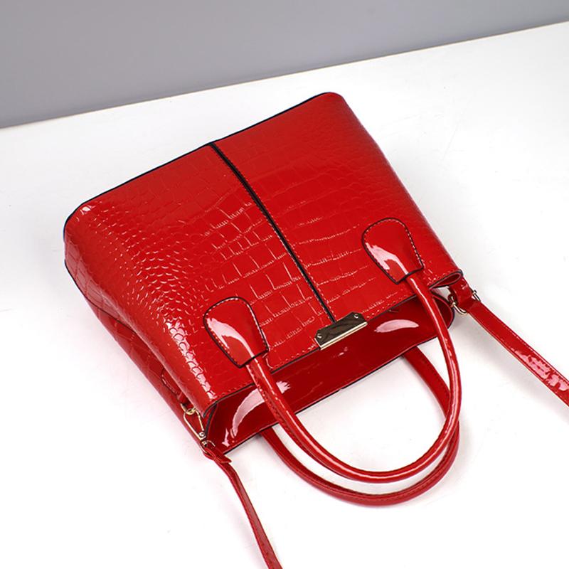 Fashion Crocodile Pattern Mother and Daughter Bag Large Capacity Bright Leather Waterproof Multi-compartment Fine Texture Handbag Shoulder Bag