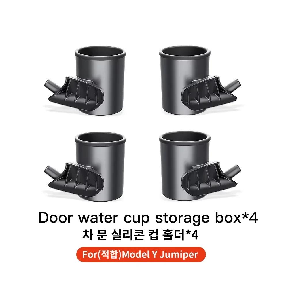 New For Tesla Model 3 Y Highland Juniper 2025 4 Pcs/Set Car Door Cup Holder Special Door Cup Storage Box Rack Car Accessories