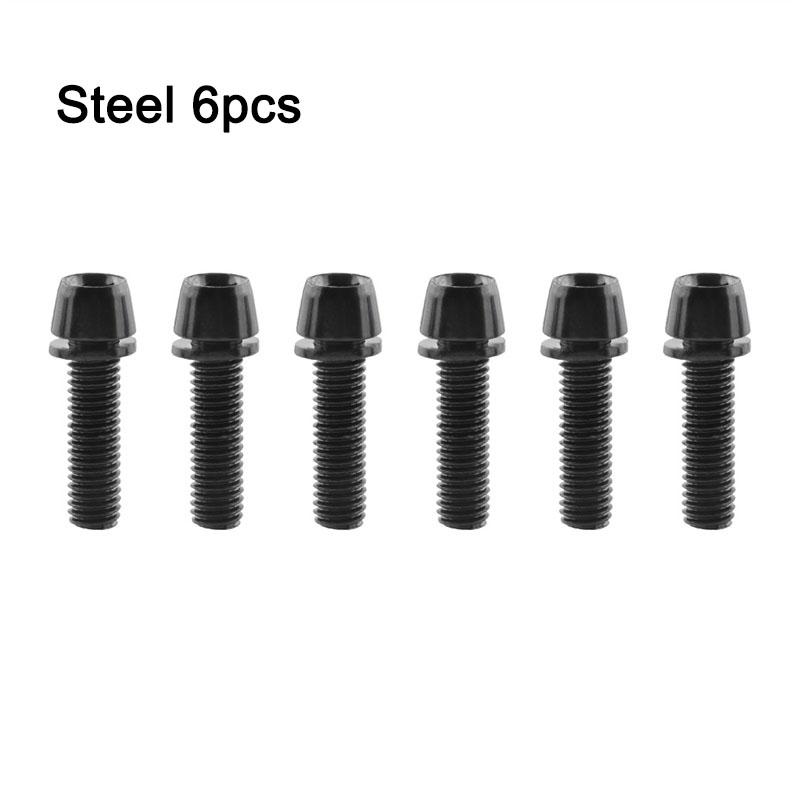 MUQZI 6pcs M5x17mm Bike Stem Bolts Bicycle Handlebar Stem Screw with Washer MTB Road Cycling Stem Riser Screw Accessories Black steel