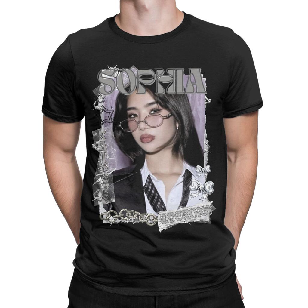 KATSEYE Sophia Kpop Y2K Grupp Herr T-shirts Fritids-T-shirts Kortärmad Rundhalsad T-shirt Ren Bomull Plus Size Kläder