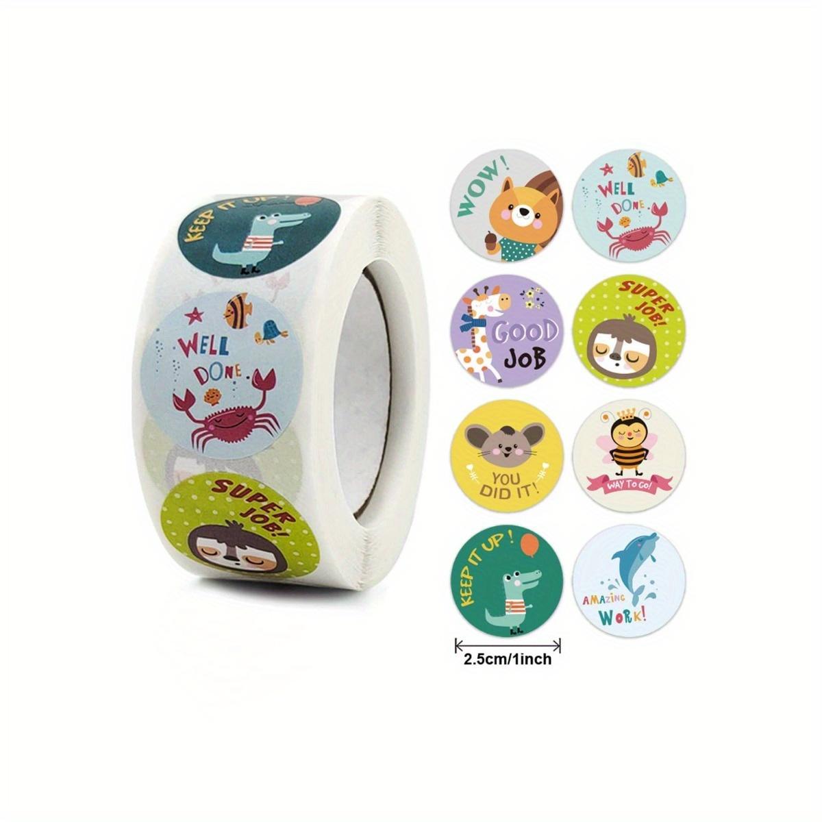 

500 шт./рулон круглые наклейки с изображением животных из мультфильма «спасибо» для наград учителя, уплотнения, поделки своими руками, самоклеящиеся этикетки