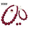 Wedding Necklace Earrings Bracelet 3Pcs/Set Imitation Pearls Jewelry Set, Adjustable Length Choker with Ear Studs White Dress Set And Bracelet,