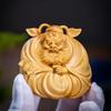 Wooden Buddha statue Boxwood 6cm Wooden sculpture Figurine Shoki Guardian deity for warding off evil and misfortune Good luck item Feng shui item leaf