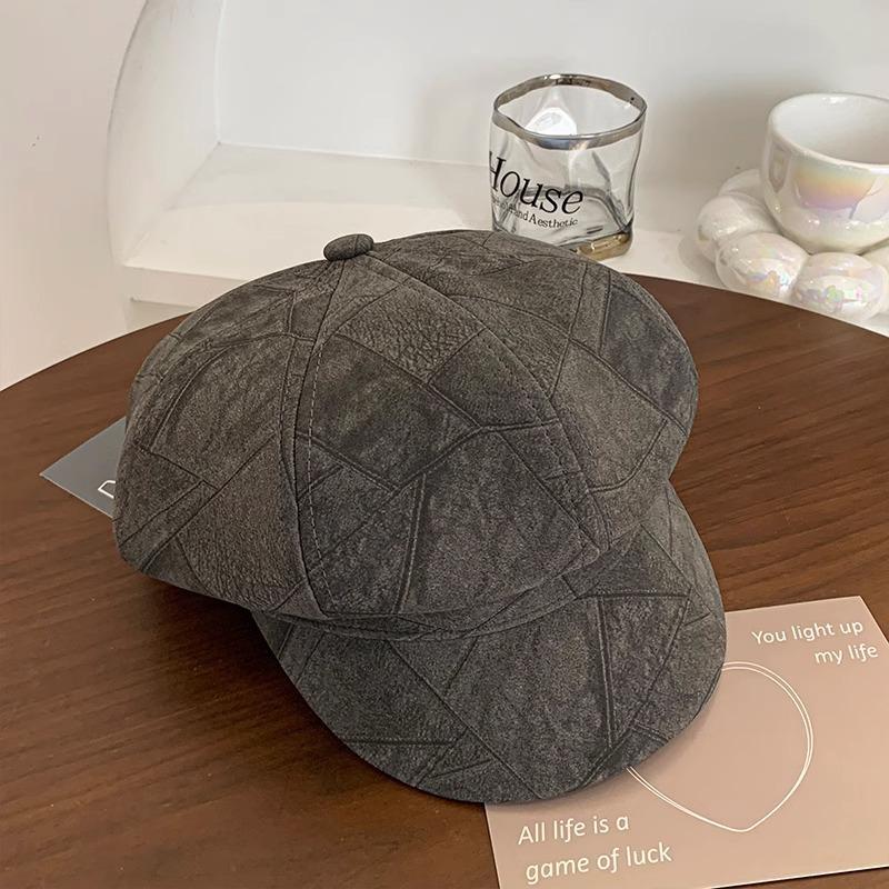 Duck Tongue Beret Women's Autumn and Winter Japanese Big Head Versatile Octagonal Hat Korean Style Face Showing Little Painter Hat