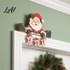 Santa Claus Reindeer Snowman Ornaments Wooden Christmas Tabletop Decor 2D Flat Hanging Shelf Sitters with JOY Ornaments Rustic Wood Crafts