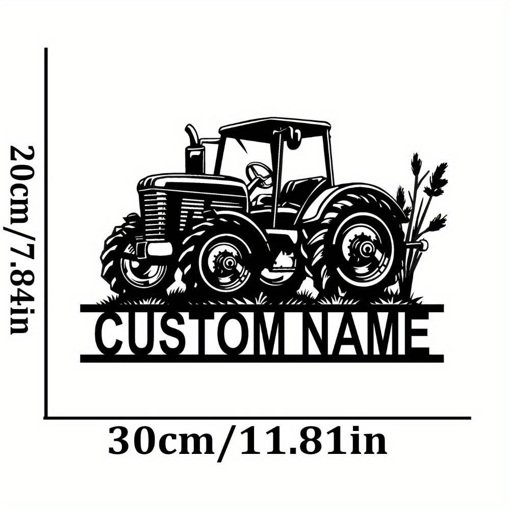 Vintage Tractor Metal Wall Sign Family Name Custom Decor Matte Finish