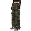 Vintage Streetwear Cargo Lässige Hose Damen Frühling Herbst Neu Amerikanisches Camo Weiter Bein Sporthose