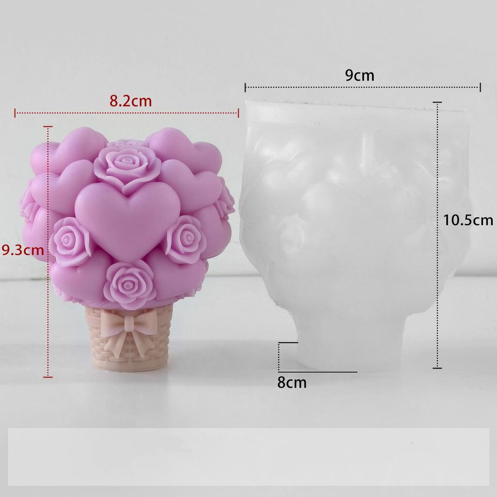 Love Cylinder Aromatherapy Candle Silicone Mold DIY Heart Flower Handmade Aromatherapy Ornament Grinding Tool