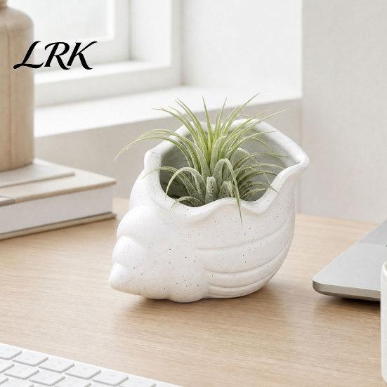 3D Printed Flowerpot Conch Flower Pot, Moisture-Resistant Mini Planter with Wavy Edge And Small Pot Drain Hole Design, Ocean Style for Pothos