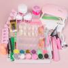 Kristall Nagelkunst-Set Vollständiges Set 12 Farben Glitzer French Nagellack Starter-Set für das Lernen zu Hause Weiß Rosa Transparent