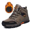 Pánské nepromokavé kožené turistické boty - Zateplené, středně vysoké, odolné proti chladu pro podzim a zimu