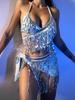 2024 Electric Music Festival Glitter Tassel Swimsuit: Sexy Three-Piece Set for Women.